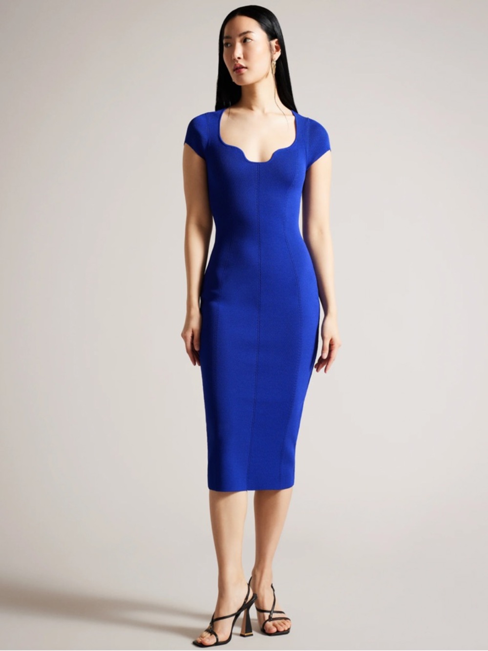 Ted Baker Alixis Electric Royal Blue Knit Dress Womens Size 4 / US M